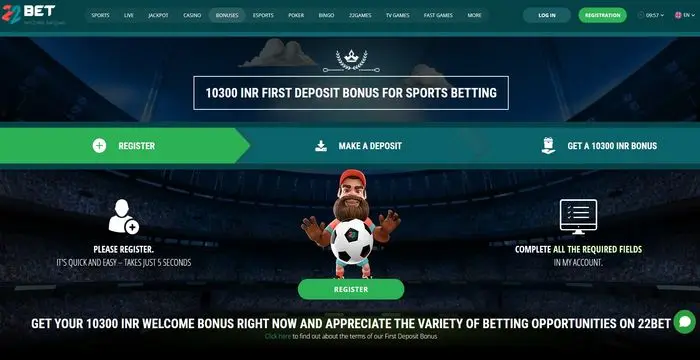 example of 22Bet sports bonus requirements with accumulator bets