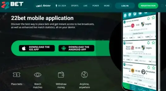 Live betting interface on 22Bet mobile app with fast navigation