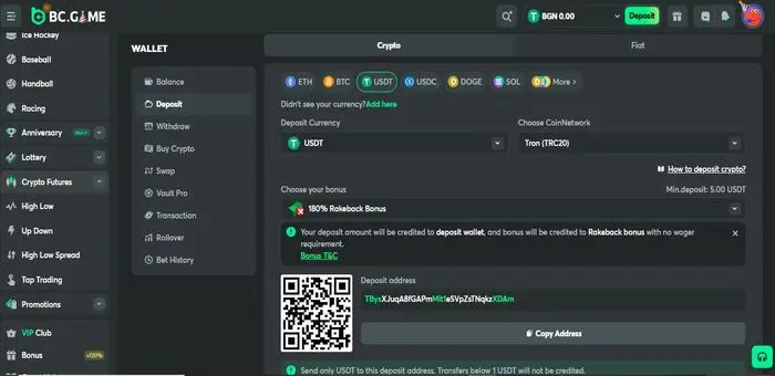 BC.Game Crypto deposit