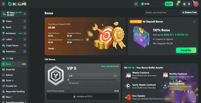 BC Game All Bonuses