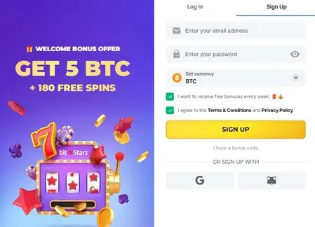 BitStarz account registration process with crypto and fiat options