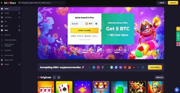BitStarz premium casino interface with high limit gameplay options