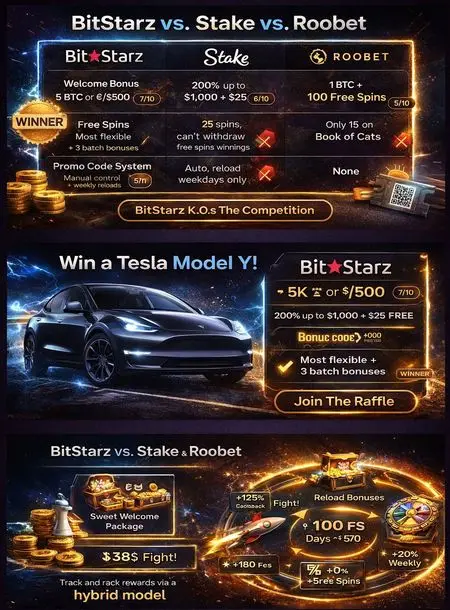 BitStarz Tesla giveaway promotion with raffle tickets system