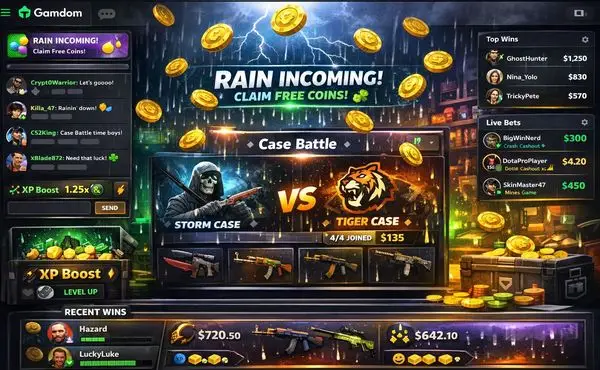 Live chat box showing active players receiving free crypto drops during a betting session