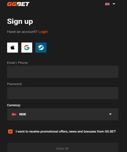 Account creation process on GGBet with social login for esports users