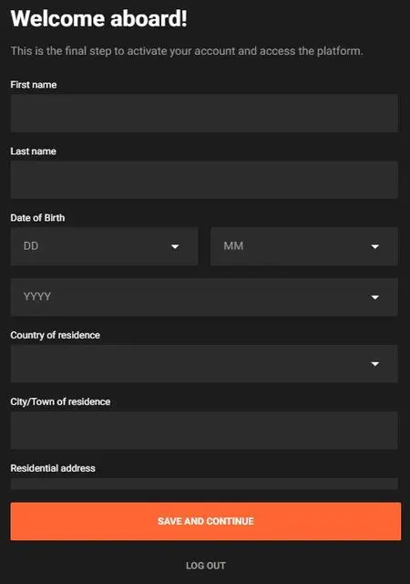Onboarding sequence in ggbet mobile showing step by step account setup