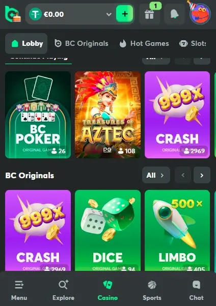 BC Game crypto mobile casino