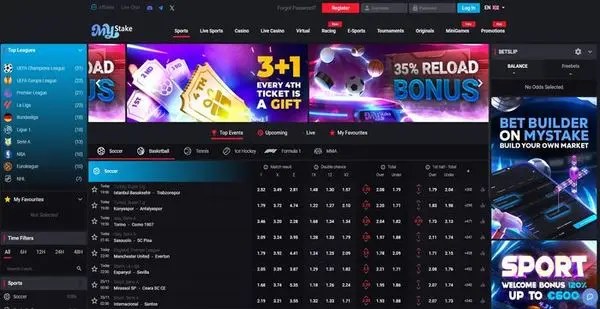MyStake sportsbook with live betting markets and crypto odds