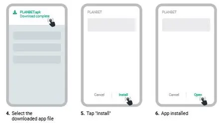 Installing PlanBet APK file and confirming permissions on Android device