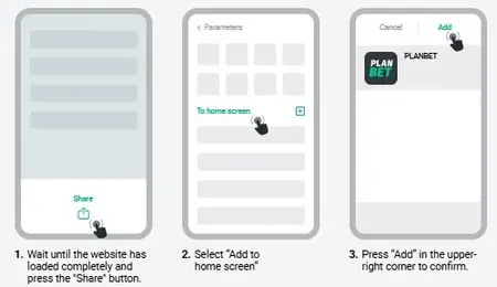 Opening PlanBet mobile site in Safari before adding to home screen