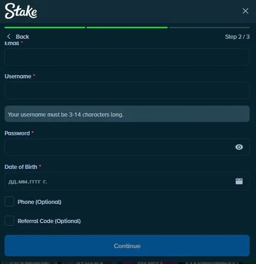 Fast crypto account onboarding on stake with immediate access to betting markets