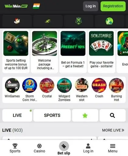 Winwin mobile interface showing fast navigation and clean layout