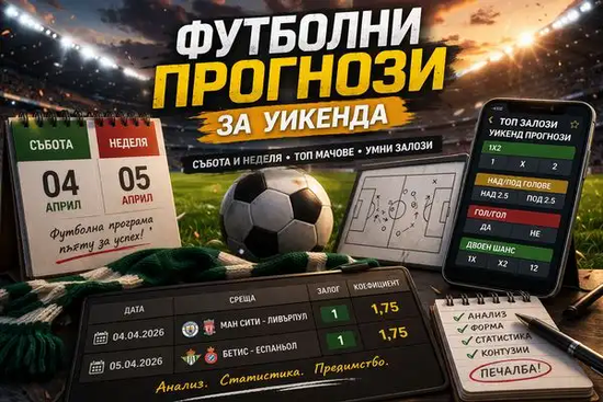 Футболни прогнози за уикенда с мачове и залози за събота и неделя