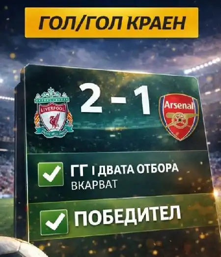Футболна прогноза за гол/гол и краен резултат с примерен печеливш мач 2:1